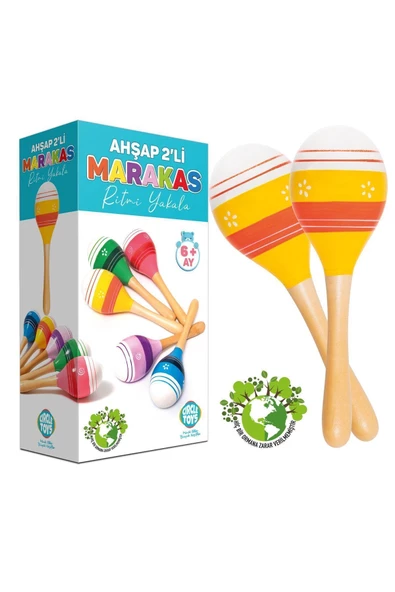 Circle Toys Ahşap 2'li Marakas Seti - Ritmi Yakala