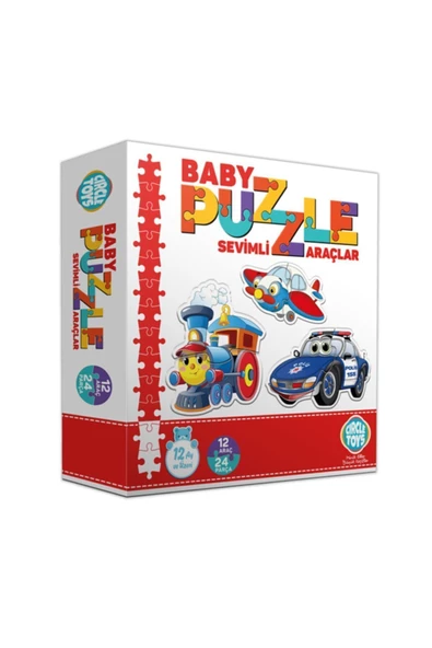 Circle Toys 12 Araç 24 Parça Baby Puzzle Sevimli Araçlar Algılama Dikkat Becerisi