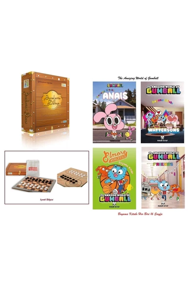 NewToys Akıl ve Zeka Oyunları Surakarta & Dama ve The Amazing World of Gumball-Cartoon Network 4 Adet Boyama