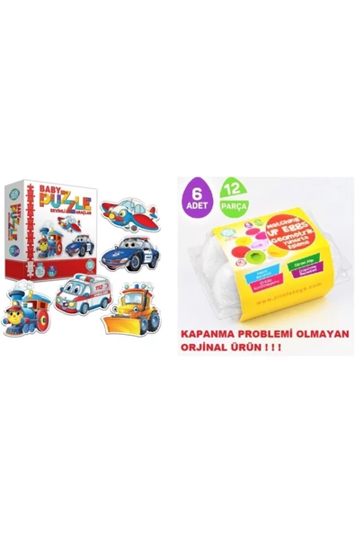 Circle Toys Circle Toys Baby Puzzle Sevimli Araçlar - Geometrik Yumurta Bultak 6 Lı