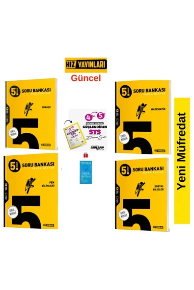 Hız Yayınları 5. Sınıf Yeni Müfredat Türkçe-Matematik-Fen-Sosyal Soru Bankası Seti+Sts Denemei ve Kafa Defteri