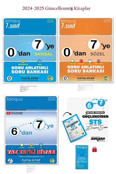 Tonguç Yayınları 7. Sınıf 0'dan 7'ye Konu Anlatımlı Soru Bankası Seti ve 6'dan 7'ye Hazırlık Kitabı+6'dan 7'ye Sts+Ka