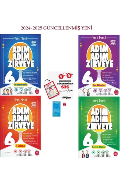 Newton Yayınları 6. Sınıf Adım Adım Zirveye 4'lü Soru Bankası Seti ve 5'ten 6'ya Sts+Kafa Defteri Yeni 2024-2025