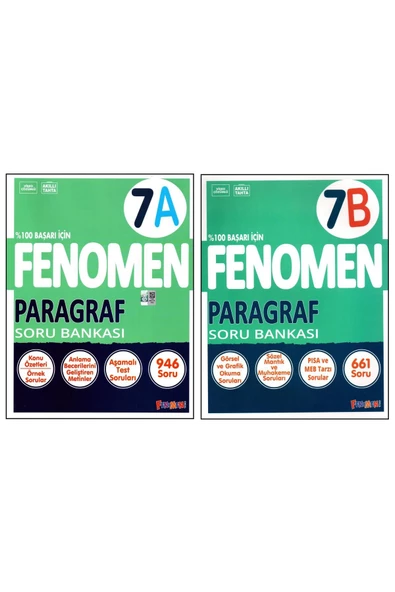 Fenomen Yayıncılık Fenomen 7. Sınıf Paragraf (A)+(B) Soru Bankası 2 Kitap
