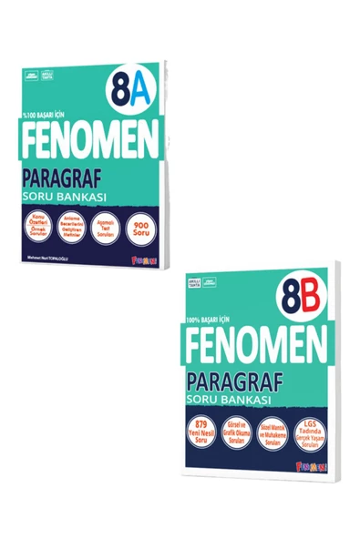 fenomen okul Fenomen 8 Sınıf Paragraf Soru Bankası A ve B seti 2 Kitap