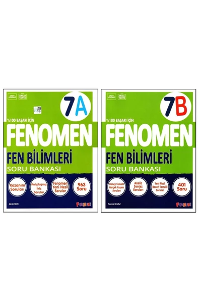 Fenomen Yayıncılık Fenomen 7. Sınıf Fen Bilimleri Soru Bankası (A)+(B) Kitabı 2 Kitap