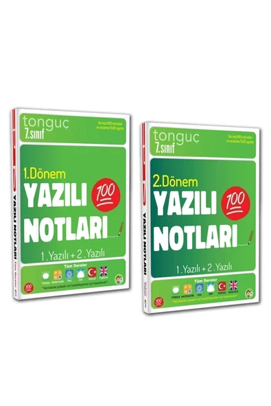 Tonguç Yayınları 7. Sınıf Yazılı Notları Set 2 Kitap - 1 Ve 2 Dönem - 1 Ve 2 Yazılı