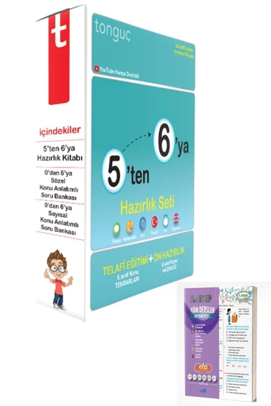 Tonguç Akademi 5'ten 6'ya Hazırlık Seti 2021 Baskı 5. Sınıf Tüm Dersler Yaprak Test Anlatımlı Konu Tekrarı
