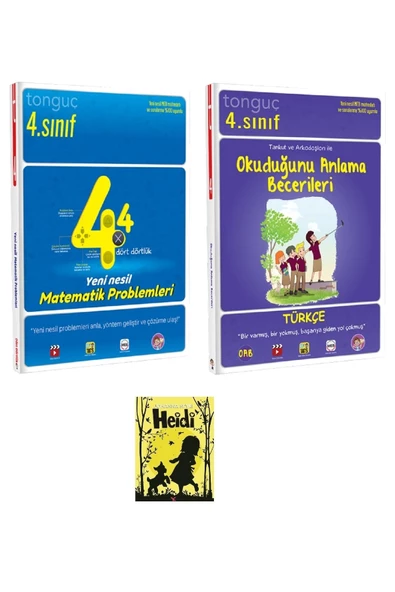 Tonguç Yayınları 4. Sınıf Türkçe Okuduğunu Anlama Becerileri Ve Dört Dörtlük Matematik Ile Heidi Okuma Kitabı
