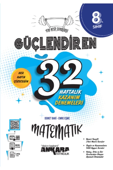 Ankara Yayıncılık 8. Sınıf Güçlendiren 32 Haftalık Matematik Kazanım Denemeleri
