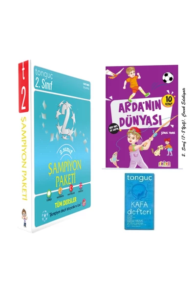 Tonguç Akademi 2. Sınıf Şampiyon Paketi ve Arda’nın Dünyası 10 Kitap Hikaye (Her Biri 32 Sayfa)-Güncel