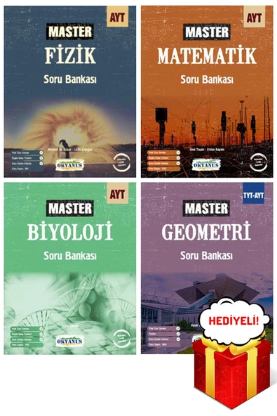 Okyanus Yayınları Ayt Fizik Biyoloji Matematik Geometri Master Soru Bankası Seti - Hediyeli