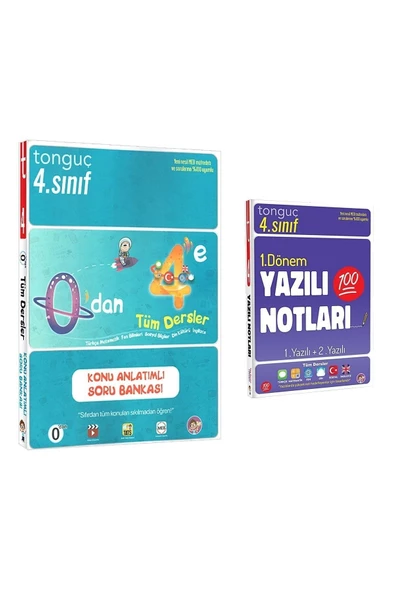 Tonguç Yayınları 0'dan 4'e Konu Anlatımlı Soru Bankası 1. Dönem Yazılı Notları