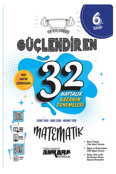 kitabın başkenti ankara yayıncılık 6.Sınıf Yeni Nesil Sorularla Güçlendiren 32 Haftalık Matematik Kazanım Denemeleri