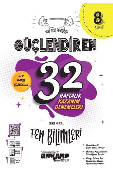 Ankara Yayıncılık 8. Sınıf Güçlendiren 32 Haftalık Fen Bilimleri Kazanım Denemeleri