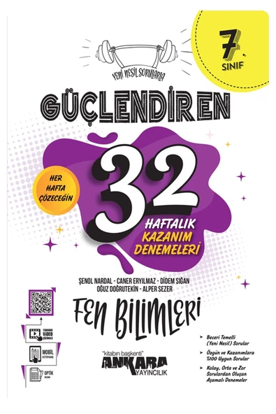 kitabın başkenti ankara yayıncılık 7.Sınıf Fen Bilimleri Güçlendiren 32 Haftalık Kazanım Denemeleri "Yeni Nesil Sorularla"