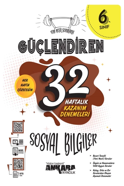 kitabın başkenti ankara yayıncılık 6.Sınıf Güçlendiren 32 Haftalık Sosyal Bilgiler Kazanım Denemeleri "Yeni Nesil Sorularla"