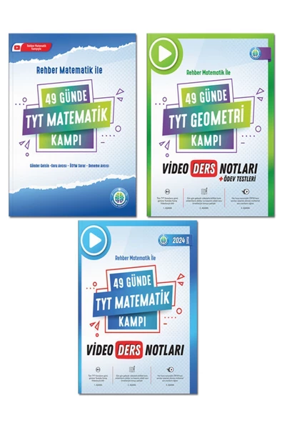 REHBER MATEMATİK YAYINLARI 49 Günde TYT Matematik Kampı, Matematik ve Geometri Video Ders Notları 3 Kitap Set
