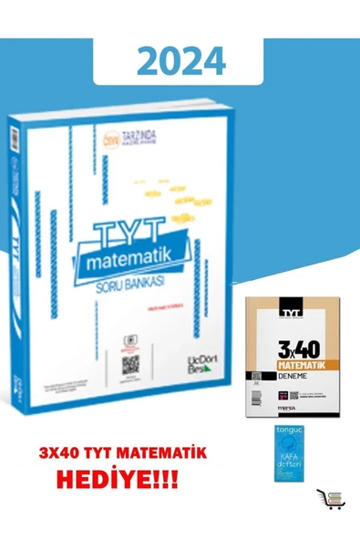 Üç Dört Beş Yayıncılık 345- 2024 Model TYT Matematik Soru Bankası Deneme ve Kafa Defteri Hediyeli!!!