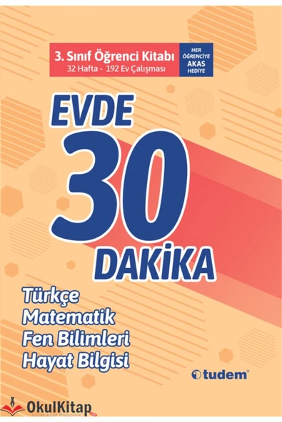 Tudem Yayınları Tudem 3.sınıf Evde 30 Dakika Öğrenci Kitabı - Güncel