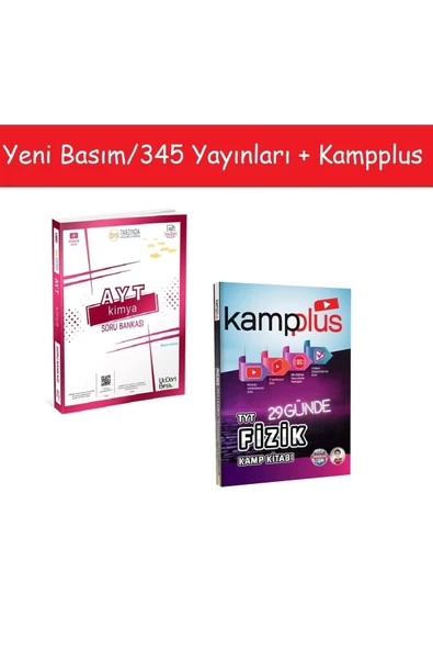 Üç Dört Beş Yayıncılık 345 Yayınları Ayt Kimya Soru Bankası & Kampplus 29 Günde Tyt Fizik Kampı