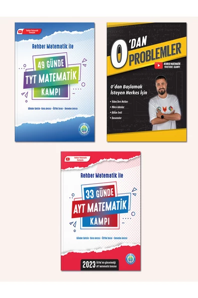 REHBER MATEMATİK YAYINLARI 49 Günde TYT Matematik, AYT Matematik ve 0'Dan Problemler 3 Kitap Set