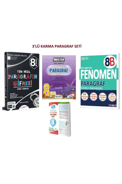 Fenomen Yayıncılık 8. Sınıf Lgs Fenomen Pargaraf-Okyanus Paragraf ve Paragrafın Şifresi 3 'Lü Karma Paragraf Seti