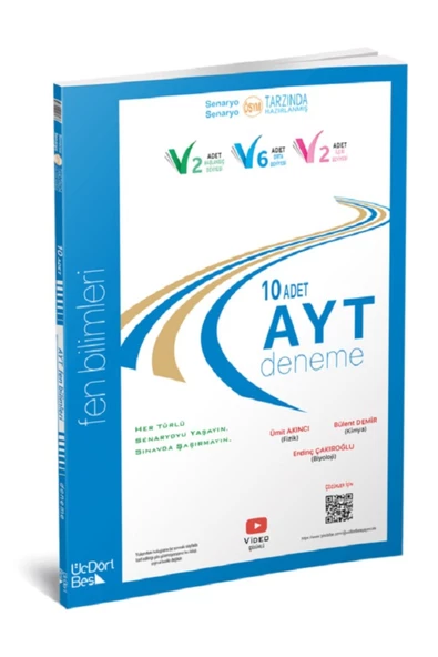 Üç Dört Beş Yayıncılık 2024 MODEL AYT Fen Bilimleri 10 lu Deneme ÜçDörtBeş Yayınları