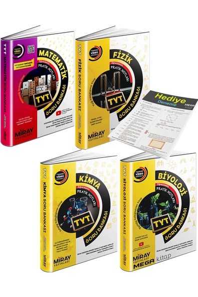 Miray Yayınları Miray TYT Sayısal Matematik Fizik Kimya Biyoloji 4'lü Soru Bankası Seti (4 Kitap) + Deneme