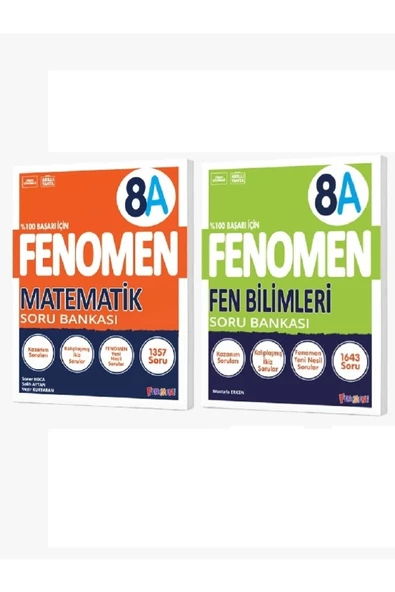 Fenomen Yayıncılık 8. Sınıf LGS Matematik (A) - Fen Bilimleri (A) Soru Bankası Seti (2 Kitap)