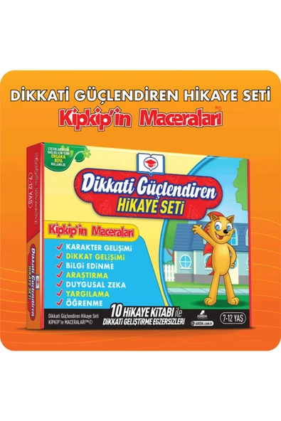 Adeda Yayınları Original Adeda Kipkip'in Maceraları Dikkat Güçlendirme Hikaye Seti 7-12 Yaş 10 Kitap