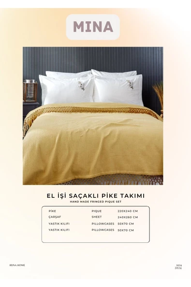 IRINA HOME EL IŞI ÇIFT KISILIK SAÇAKLI PIKE TAKIMI MINA 6 PRC