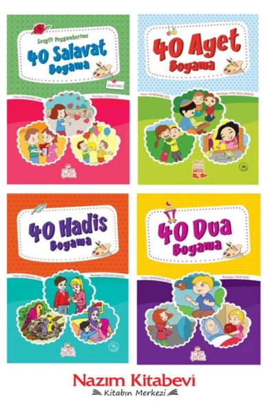 Nesil Çocuk Yayınları Hayrunnisa Şen Boyama Seti - 40 Ayet & 40 Dua & 40 Hadis & 40 Salavat