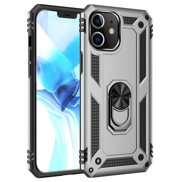 iPhone 12 Mini Kılıf Panzer Ring Tam Koruma Arka Kapak - 3