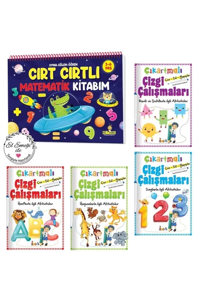 Yükselen Zeka Yayınları 3-6 Yaş Cırt Cırtlı Matematik Kitabım Ve Çıkartmalı Çizgi Çalışmaları Seti (okul Öncesi Etkinlikler)