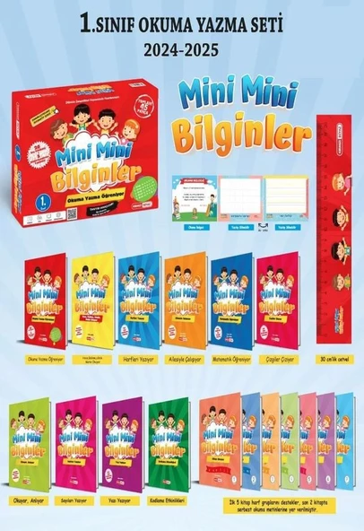 Kırmızı Beyaz 1. Sınıf  Mini Mini Bilginler Okuma Yazma Öğreniyor Okuma Yazma Seti 2025