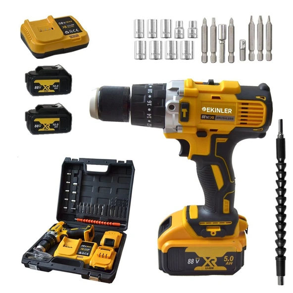 88vf (Çelik Gövdeli) Darbeli Şarjlı Vidalama Matkap Seti EEA102