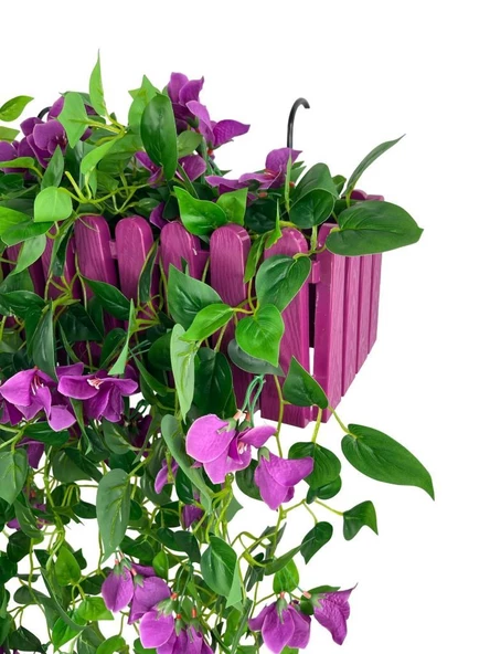 Nettenevime Yapay Çiçek Mor Begonvil li Mor Çit Balkon Saksısı 55*35cm 70cm Sarkar - Resim 4