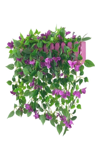 Nettenevime Yapay Çiçek Mor Begonvil li Mor Çit Balkon Saksısı 55*35cm 70cm Sarkar - Resim 3