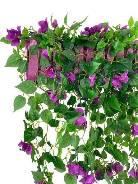 Nettenevime Yapay Çiçek Mor Begonvil li Mor Çit Balkon Saksısı 55*35cm 70cm Sarkar - Resim 6