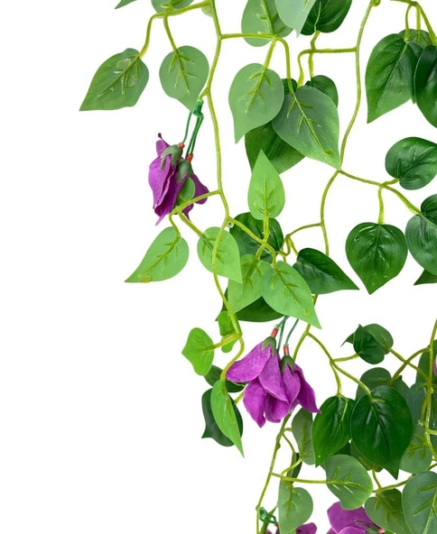 Nettenevime Yapay Çiçek Saksıda Mor Begonvil Çiçeği 9 Dallı 100cm Sarkan Çiçek - Resim 4