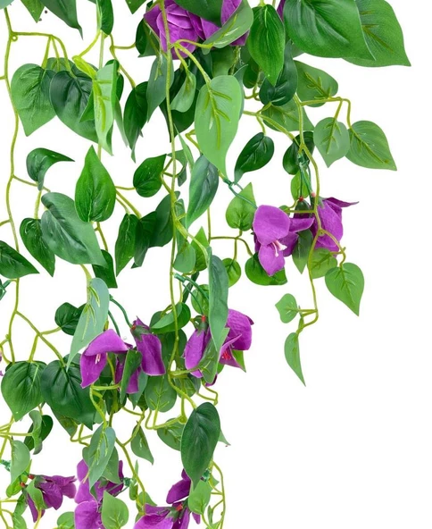 Nettenevime Yapay Çiçek Saksıda Mor Begonvil Çiçeği 9 Dallı 100cm Sarkan Çiçek - Resim 3