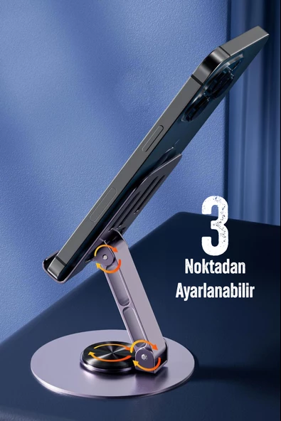 Yüksek Kalite Metal Katlanabilir 360 Dönen Ayarlı Telefon Tutucu Masaüstü Telefon Tablet Standı S013 - 8