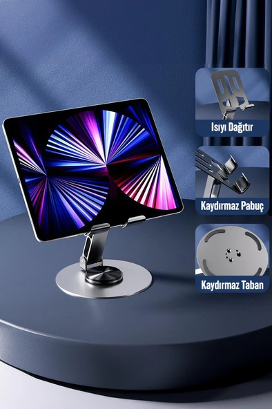 Yüksek Kalite Metal Katlanabilir 360 Dönen Ayarlı Telefon Tutucu Masaüstü Telefon Tablet Standı S013 - 6