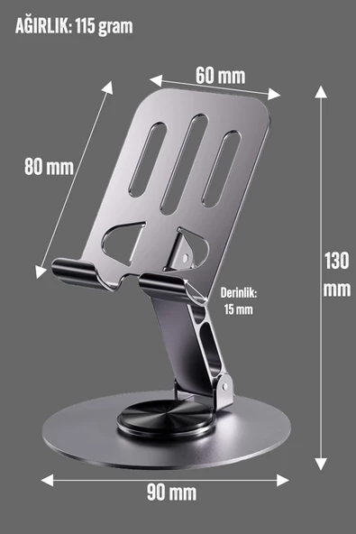 Yüksek Kalite Metal Katlanabilir 360 Dönen Ayarlı Telefon Tutucu Masaüstü Telefon Tablet Standı S013 - 7
