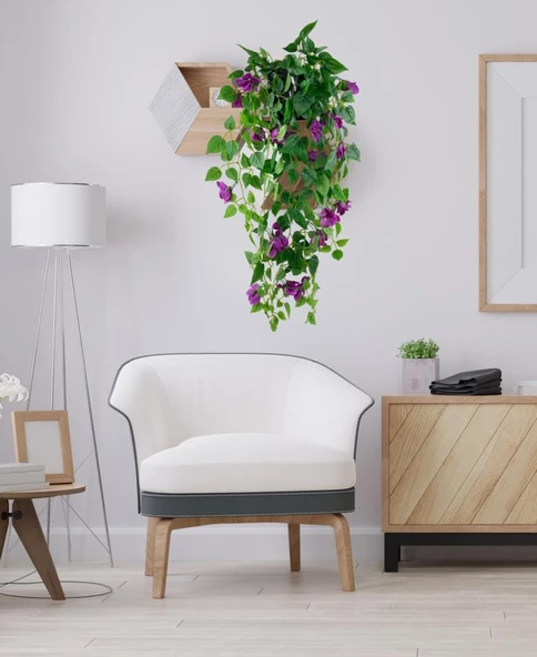 Nettenevime Yapay Çiçek Saksıda Mor Begonvil Çiçeği 9 Dallı 100cm Sarkan Çiçek - Resim 5