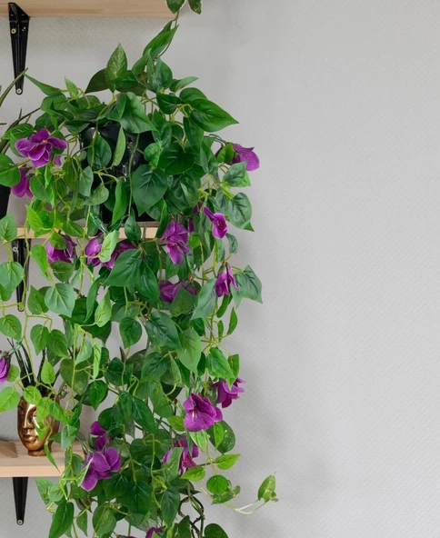 Nettenevime Yapay Çiçek Saksıda Mor Begonvil Çiçeği 9 Dallı 100cm Sarkan Çiçek - Resim 6