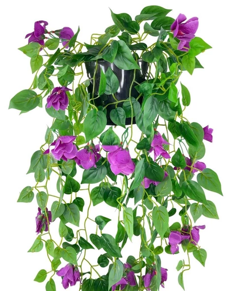 Nettenevime Yapay Çiçek Saksıda Mor Begonvil Çiçeği 9 Dallı 100cm Sarkan Çiçek - Resim 2