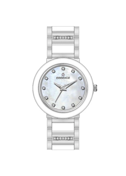 Essence ES6902FE.320 Seramik Ve Taşlı Tasarım 5 ATM Suya Dayanıklı Çelik Kordon Metalik Renk Kadın Kol Saati