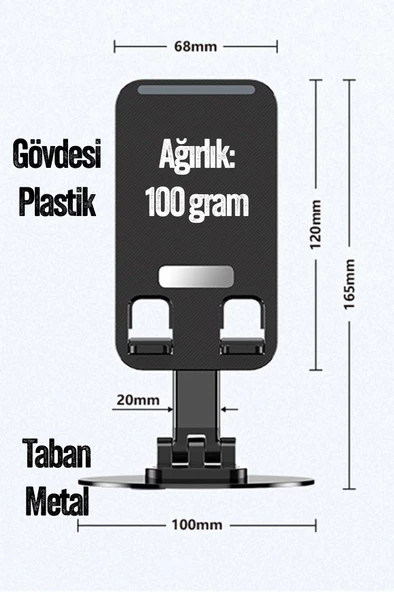 Kaliteli Katlanabilir 360 Dönen Ayarlı Telefon Tutucu Masaüstü Telefon Tablet Standı S014 - 7